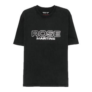 Martine Rose 新款 金属感烫画logo水洗做旧短袖 黑色经典宽松T恤