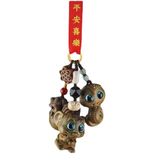 十二生肖本命车挂件绿檀木雕刻鼠牛虎兔龙蛇马羊猴鸡狗猪后视镜挂