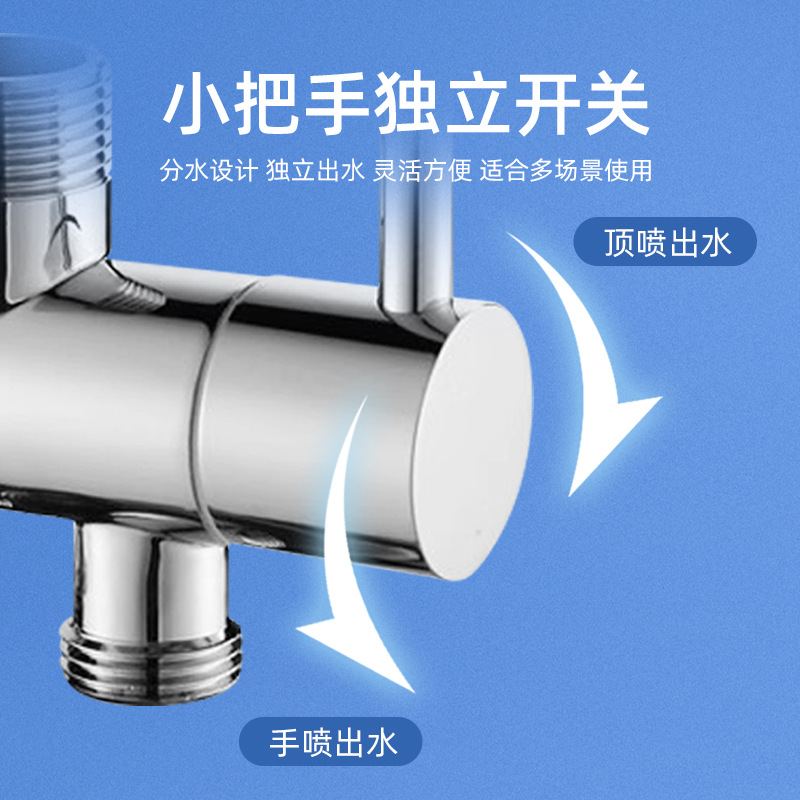 分体式花洒套装公共澡堂铜杆一花出升降进双洒增压二淋浴明装旋转