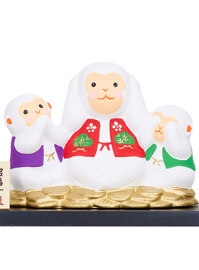 药师窑陶土日式桌面三不猴小摆件