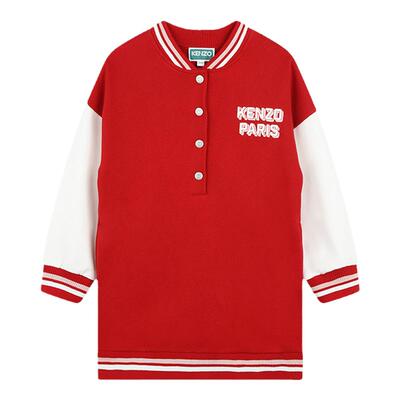 KENZO KIDS童装24秋冬新品儿童拉绒撞色按扣休闲连衣裙K60675