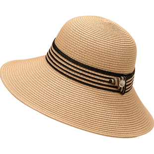 拉菲草草帽女大帽檐夏天沙滩海边帽子女款2026新款防晒遮阳太阳帽