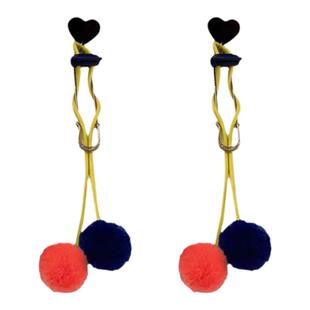 乘风破浪的姐姐张天爱同款蹦迪夸张小众毛球别针撞色爱心耳钉耳环