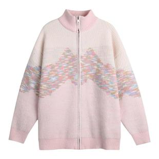 TIRED美式潮流针织衫秋季学院风开衫毛衣男女同款国潮休闲外套潮