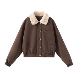 班尼路翻领夹棉夹克外套女2025冬季新款灯芯绒加厚保暖百搭棉衣N