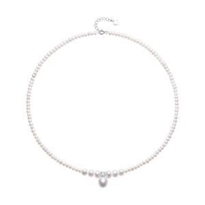 周大生淡水珍珠吊坠项链中强光小米珠项链锁骨链送女友生日礼物