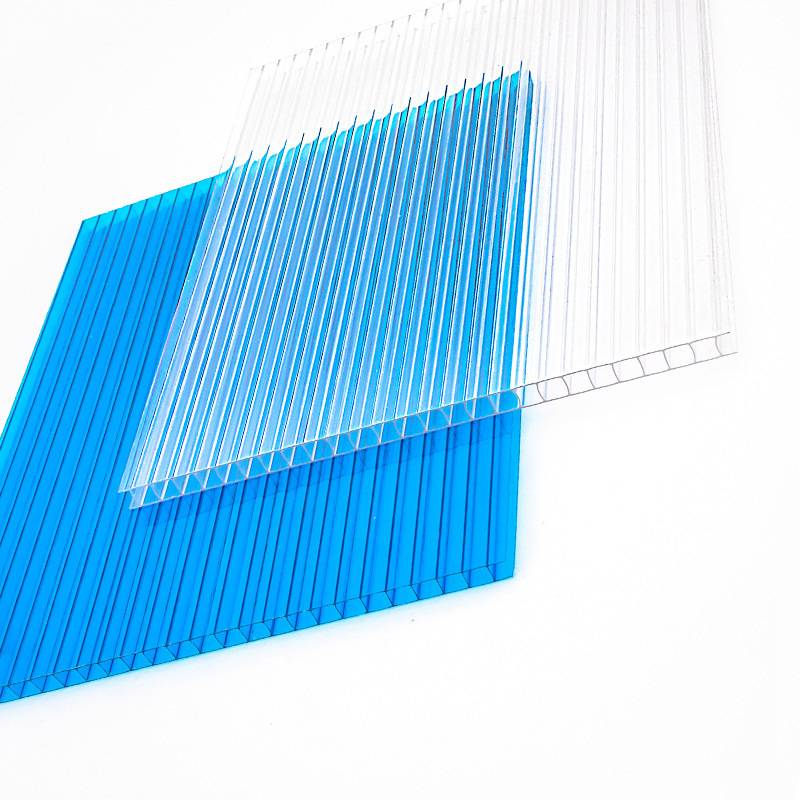 批发透明湖蓝阳光板温室采光瓦雨棚车屋顶 隔热pc双层阳光板