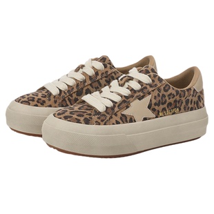 MILLIE'S/妙丽厚底牛反绒星星板鞋女百搭休闲鞋舒适系带深口单鞋