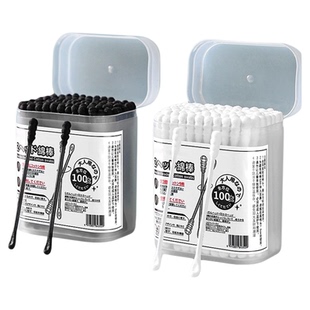 棉签掏耳朵专用一次性耳道挖耳勺棉棒黑色清洁耳屎双头螺旋棉花棒