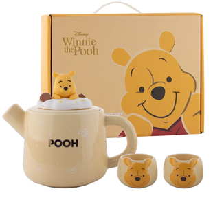 迪士尼维尼熊陶瓷茶壶可爱茶具伴手礼盒套装乔迁礼物泡茶杯子茶具
