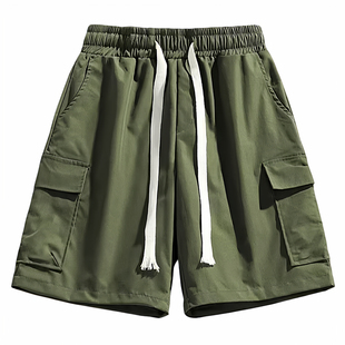 2026新款短裤男宽松纯棉中裤子夏季工装运动裤美式沙滩休闲五分裤