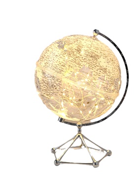 金属小夜灯轻奢书房透明地球仪
