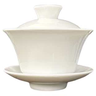 景德镇热卖白釉陶瓷盖碗单个泡白玉瓷三才100ML白瓷盖碗功夫茶具