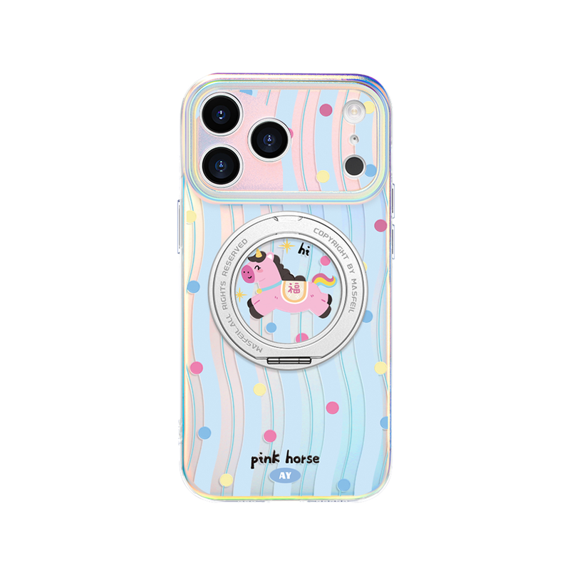 ANGYING × 欢乐小马适用苹果17promax手机壳新款iphone16pro磁吸带支架ip15支点可爱套Lo5超薄高级感14/13