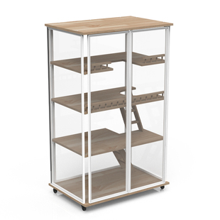 猫别墅实木猫屋全景玻璃透气室内猫柜白色不占地多猫定制