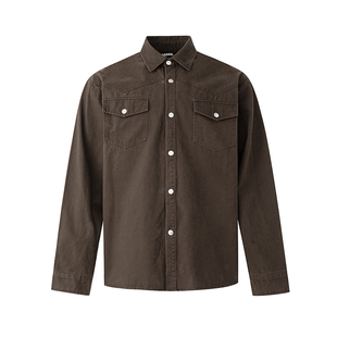 MRCYC老钱风工装长袖衬衫男士秋季宽松休闲衬衣韩系通勤做旧上衣