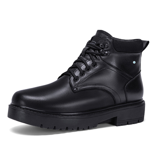 迪斯狼充电加热鞋高帮皮鞋男发热可行走电暖鞋加绒保暖棉鞋马丁靴