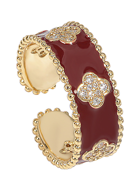 仲夏之晶四叶草开口戒指女