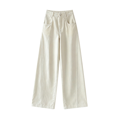 高个子超长白色弯刀牛仔裤女秋款