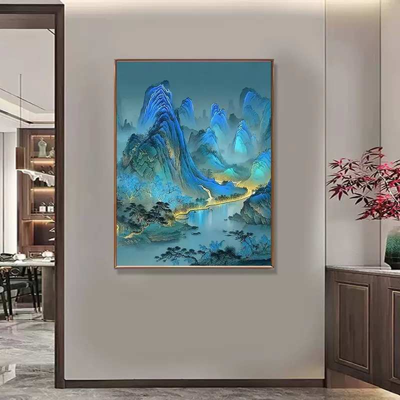 千里江山图钻石画2025新款客厅高级感山水国画十字绣满钻风景点钻