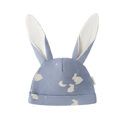 babylove【纺软织柔】新生儿胎帽春秋纯棉婴儿护囟门帽子冰轮玉兔