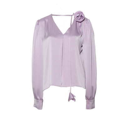 DPLAY泡泡袖缎面衬衫长袖