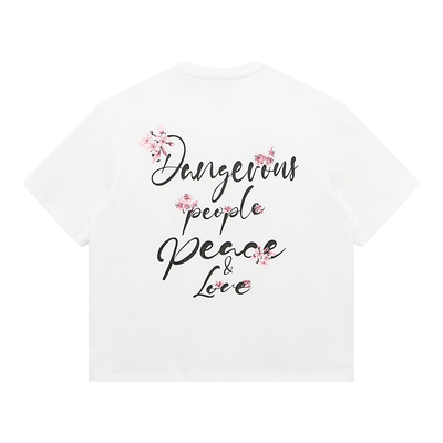 Dangerouspeople薛之谦dsp樱花刺绣短袖潮牌重磅全棉夏季情侣T恤