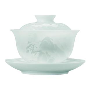 景德镇官方陶瓷三才盖碗大号单个高档功夫茶具套装家用个人泡茶杯