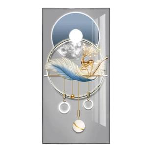 羽毛入户玄关画轻奢走廊过道挂画现代简约麋鹿单幅竖版大气墙壁画