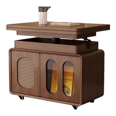 胡桃木可移动升降折叠角几