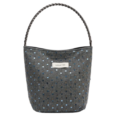 孔雀蓝亮片hobo水桶大容量斜挎包