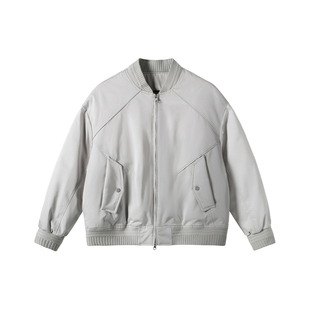 南乙三星90白鸭绒缎面羽绒服冬季无缝压胶飞行服夹克男外套55056