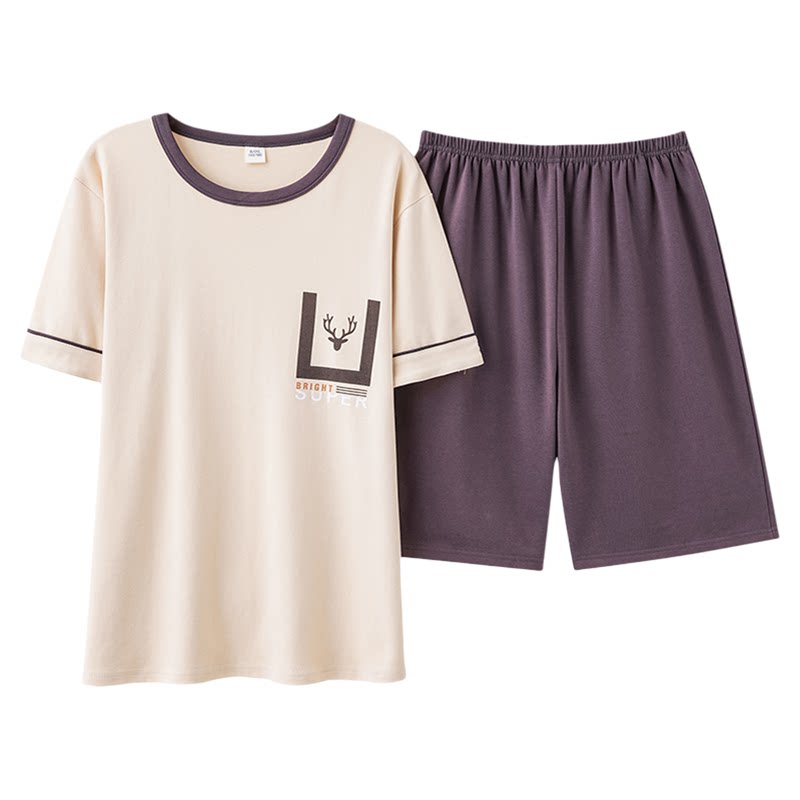 睡衣套装男士夏季短袖加肥加大码