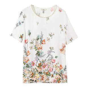 FINITY秋装雪纺短袖很仙的上衣女白色洋气薄碎花配裙子