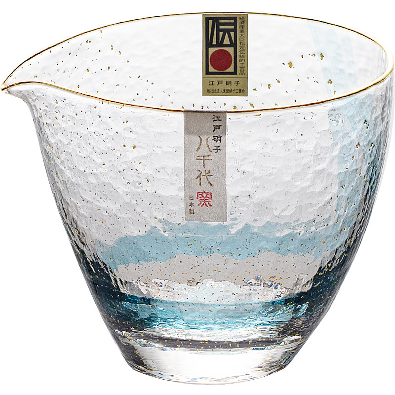 东洋佐佐木日本进口八千代金边金箔公道杯大容量手工锤纹玻璃公杯
