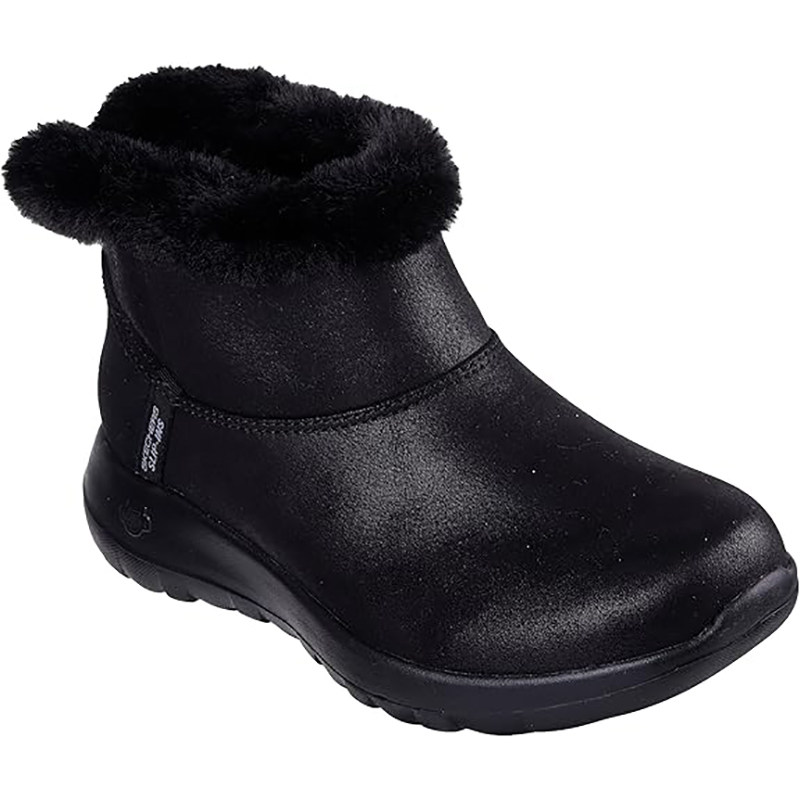 Skechers斯凯奇加绒棉女一脚蹬缓冲减震防水防污冬季保暖踝短靴