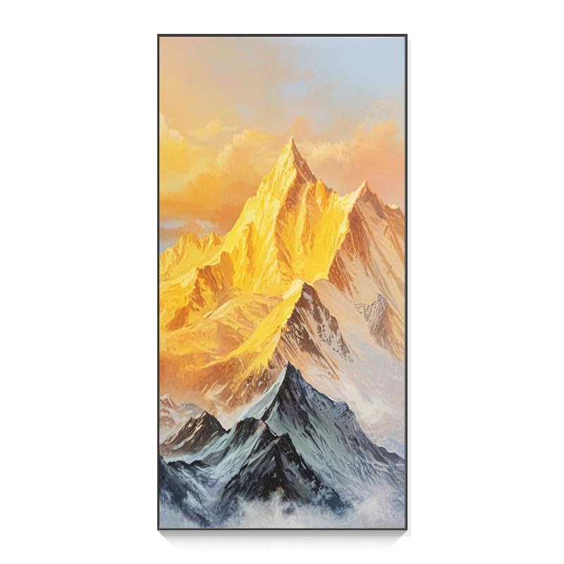 轻奢玄关装饰画日照金山竖版挂画