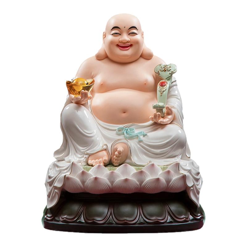 笑佛摆件陶瓷布袋和尚大肚弥勒佛