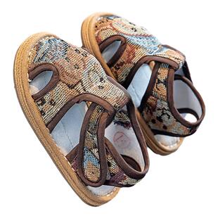 宝宝小布鞋儿童手工千层底布凉鞋小童男女童防滑软底室内老北京夏