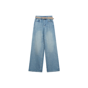 豆豆DD【满天星爆闪】冬季加绒加厚亮片牛仔裤直筒裤-9235225DK