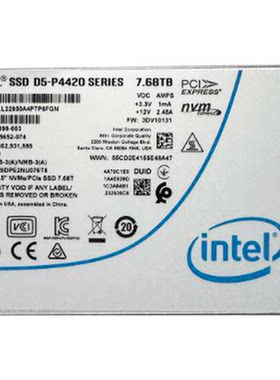 Intel/英特尔 P4420 7.68T企业级SSD U.2 NVME协议固态硬盘