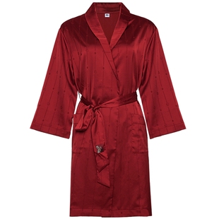 爱美丽IMIS商场睡衣女本命年丝质红品七分袖开衫家居睡袍IM48BIN1