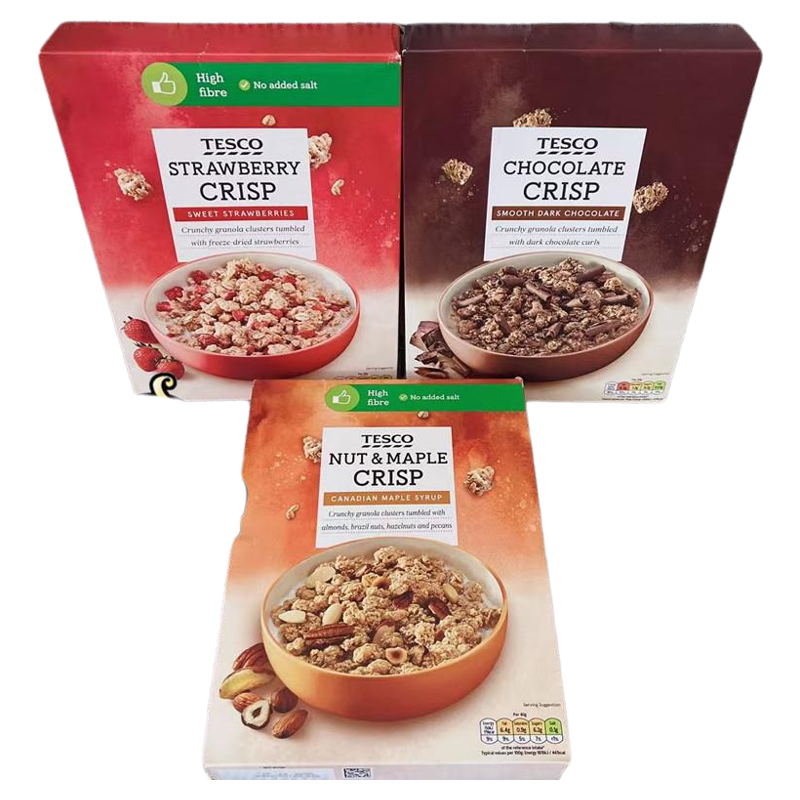 现货 英国TESCO什锦蔓越莓蓝莓草莓燕麦巧克力脆片早餐麦片500g