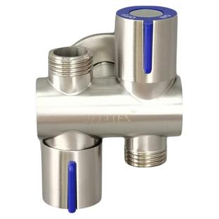 304不锈钢不锈钢小型一进二出马桶角阀双开关双控双头三通分水阀