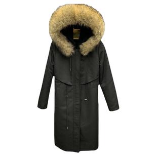 2022新款修身时尚派克服女中长款獭兔毛内胆可拆卸内胆皮草外套冬