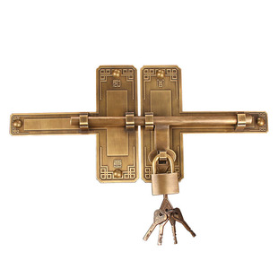 纯铜加厚大门插销中式仿古门锁老式木门古建复古典庭院门门栓插销