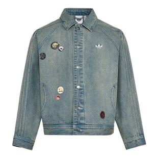adidas阿迪达斯三叶草情人节款牛仔外套2026春男棉质夹克 KT6363