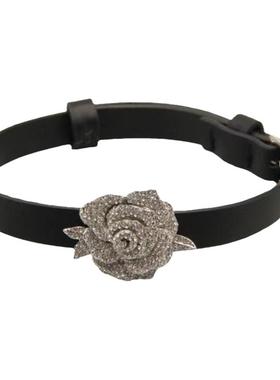 奢华锆石玫瑰花手链项链皮链