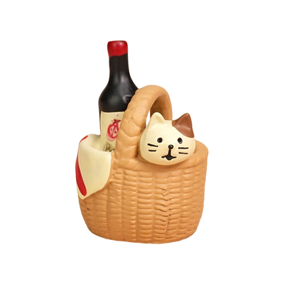 桌面可爱猫咪野餐篮工位摆件