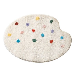 DDD 可爱不规则儿童卧室地毯创意画盘植绒床边毯客厅白色簇绒地垫